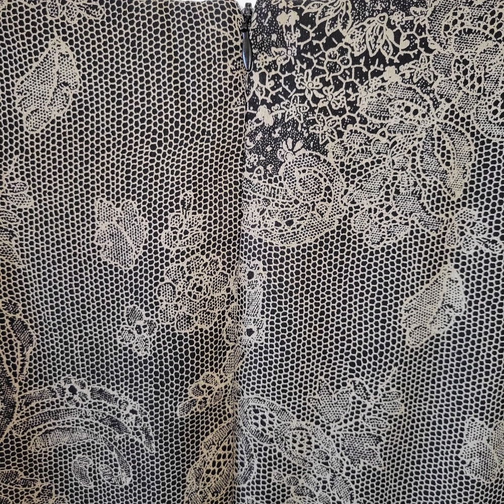 Virgo Petite 2 Piece Dress Set Womens 10 Grey Black Floral Lace Print Maxi - Picture 10 of 16